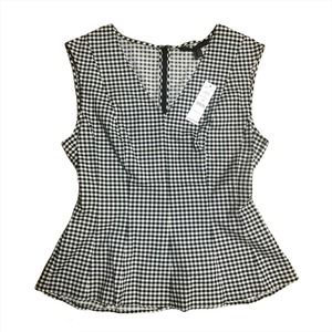 WHBM | NWT Gingham Peplum Shell